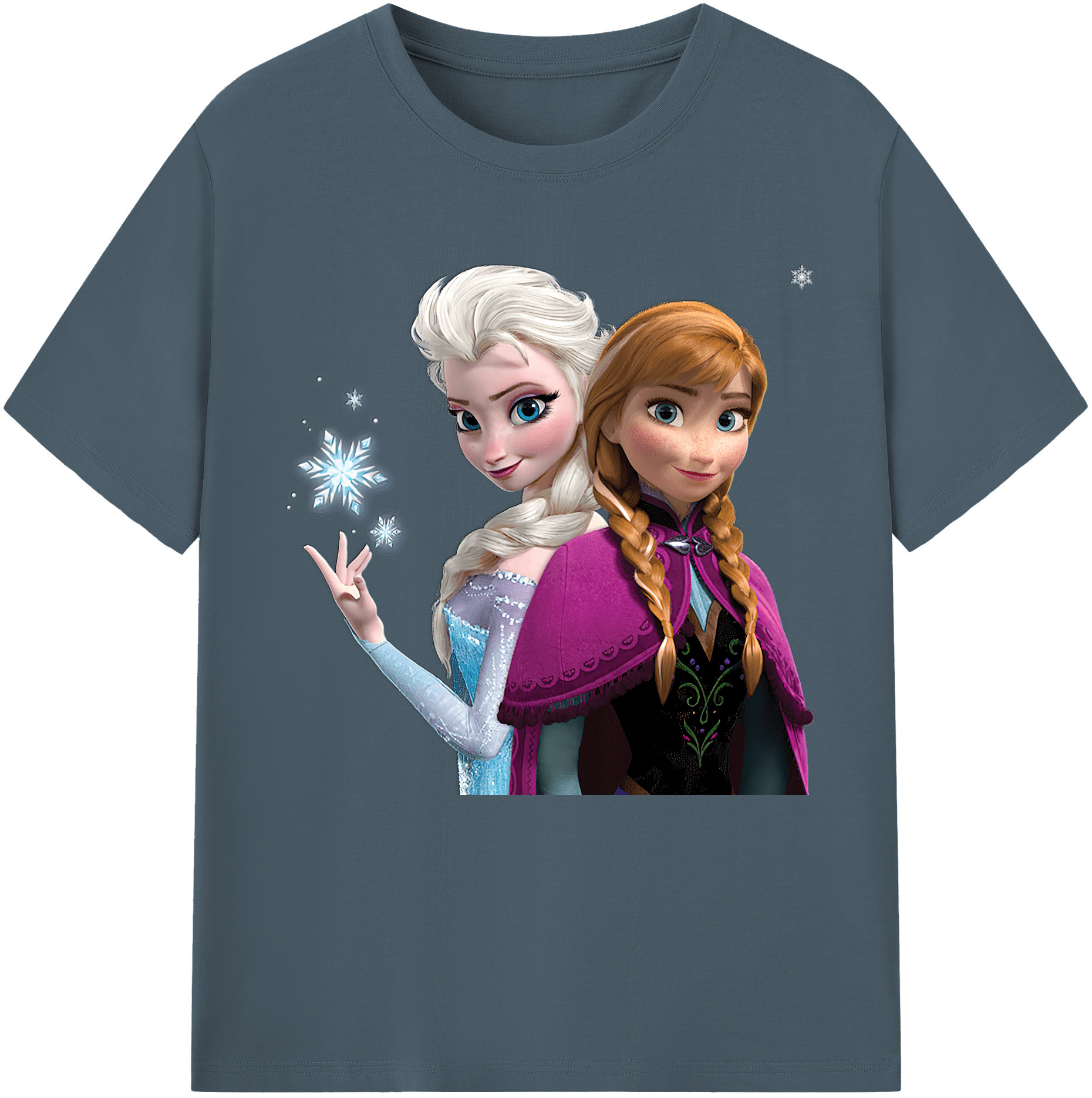 （画像用） アナと雪の女王 アンナ エルサ Frozen Anna Elsa 綿100％半袖Tシャツ（フロントプリント）